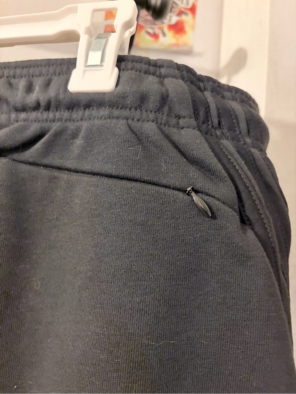 Adidas- size XL- black on black fleece 3 stripes shorts with tie string. NWT - Picture 7 of 7